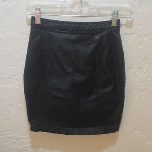 Vintage Bkack Leather Mini Skirt